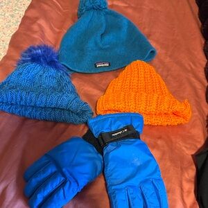 Columbia and Patagonia Kids' Winter Hat and Glove Set - Blue and Orange